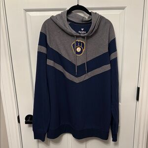 Fanatics Navy and Gray Hoodie with Milwaukee Brewer Logo